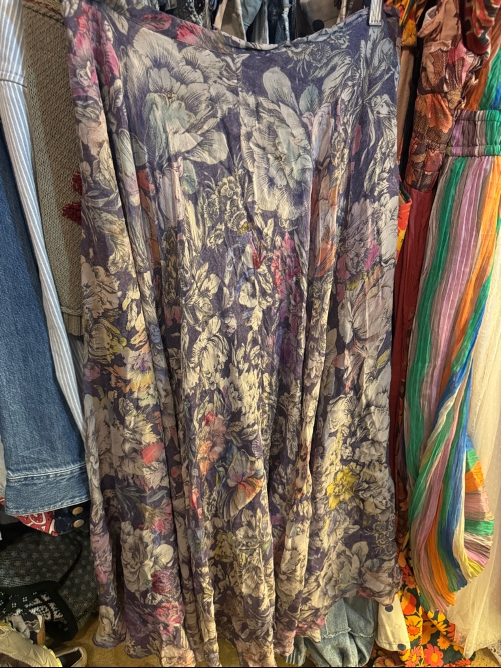 Anthropologie Purple Floral Maxi Skirt